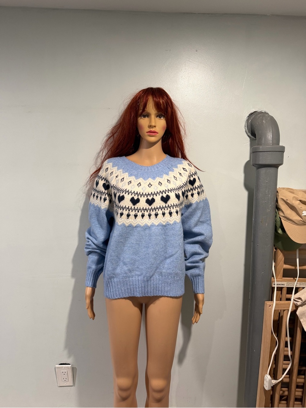 H&M Light Blue Fair Isle Crewneck Sweater